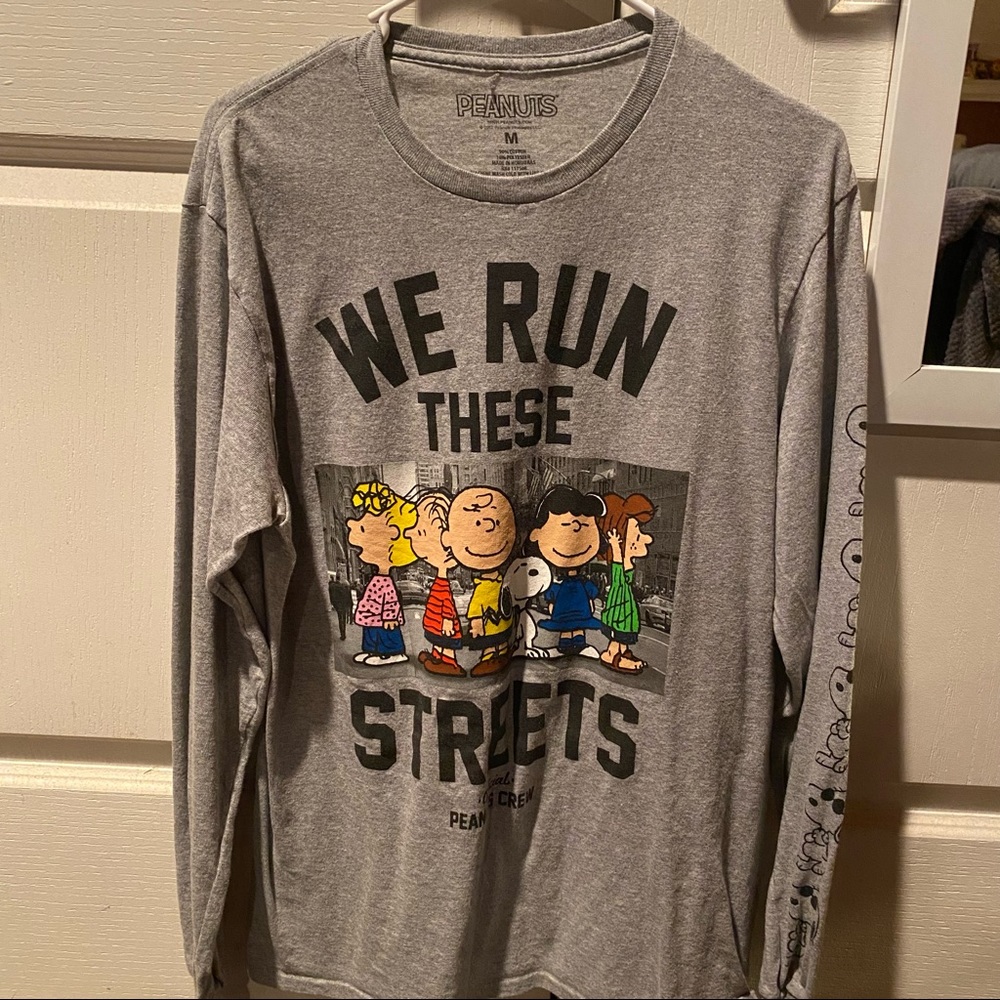 Peanuts Grey Long Sleeve T-shirt Graphic Design